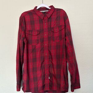 Men’s Large the north face long sleeve button down shirt red